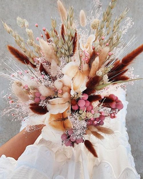 bouquet mariée tendance fleurs séchées