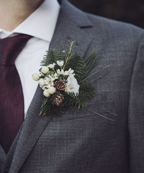 boutonnière mariage hiver