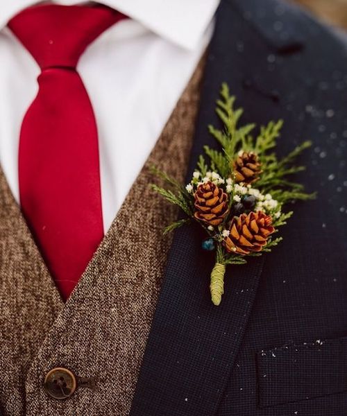 boutonnière mariage hiver