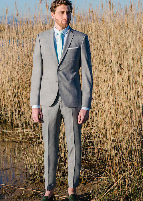 costume mariage gris