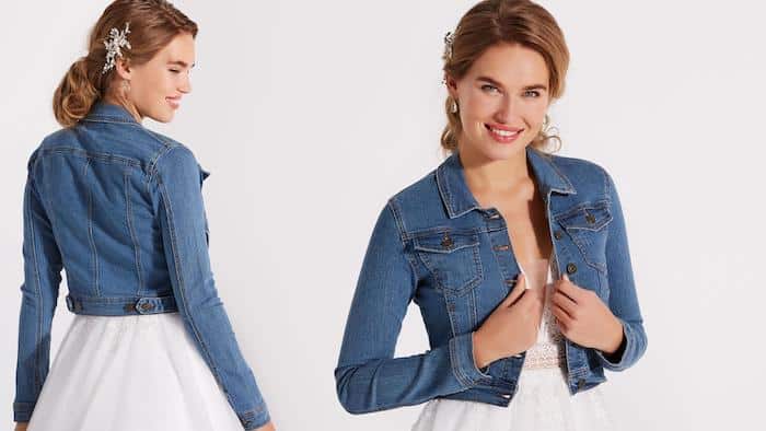 veste en jean mariée, veste en jean mariage femme